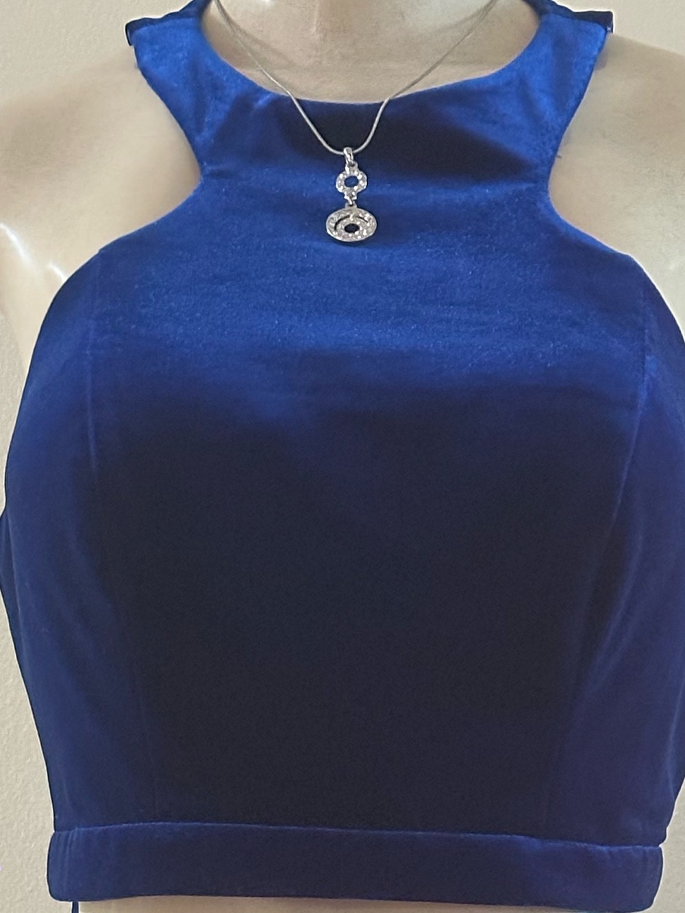 NWT La Femme 24599 Graceful High Neck Two Piece Velvet Gown Size 6. - Picture 7 of 9